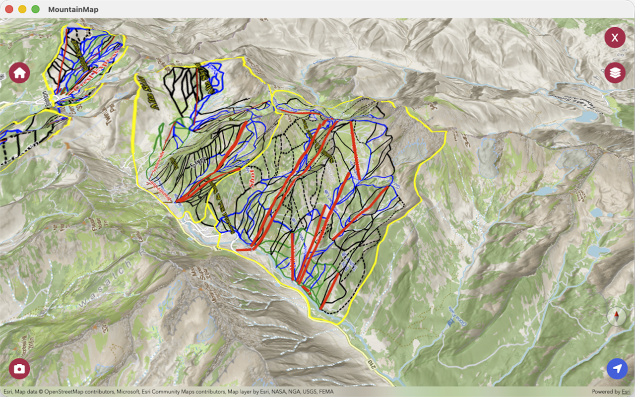 MountainMap desktop terrain map with ski trails
