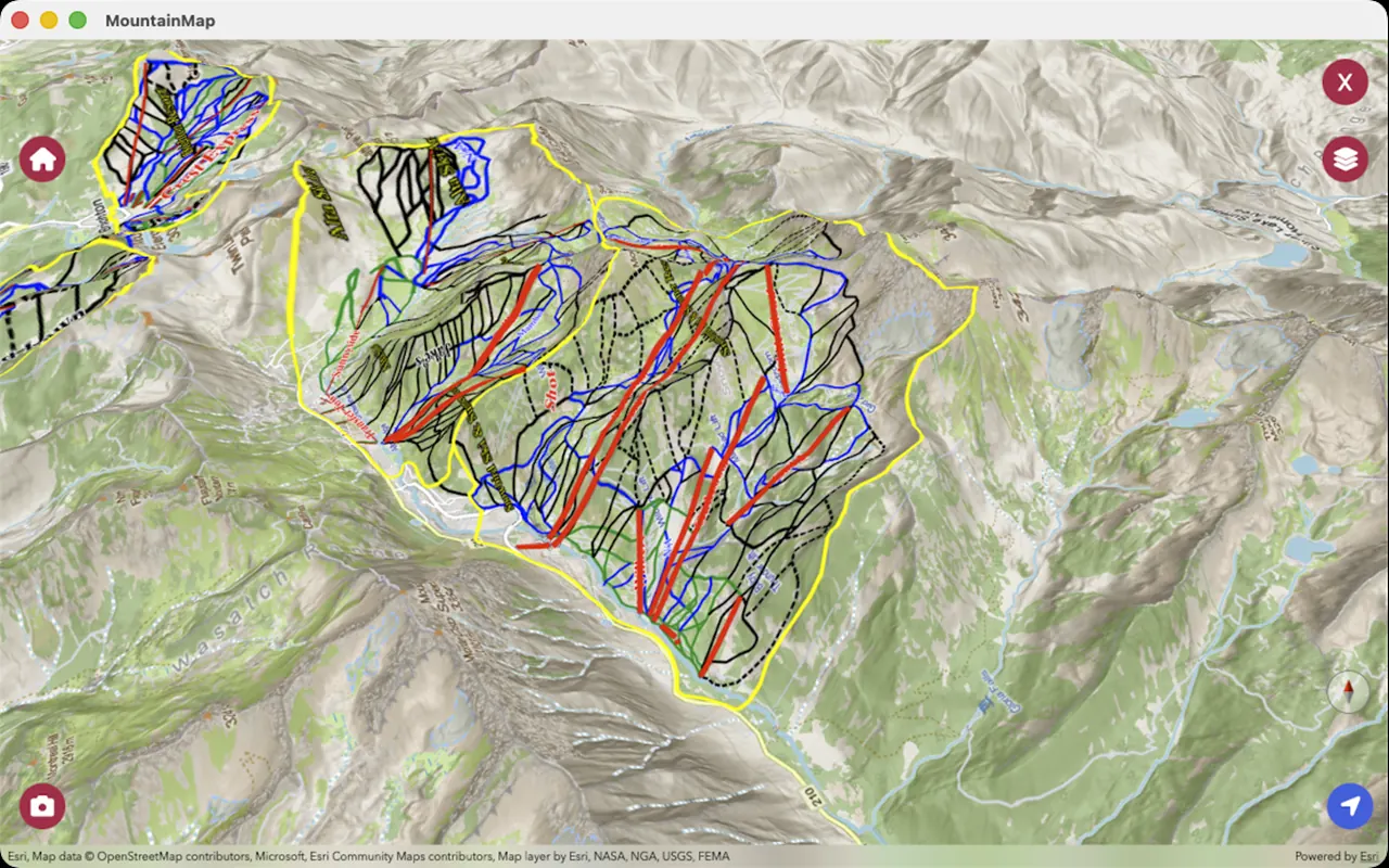 MountainMap desktop terrain map with ski trails